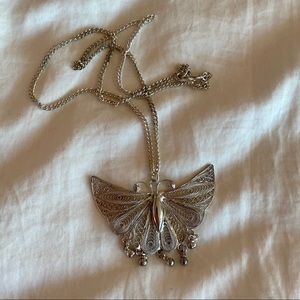 {Vintage} Sterling Silver Butterfly Necklace